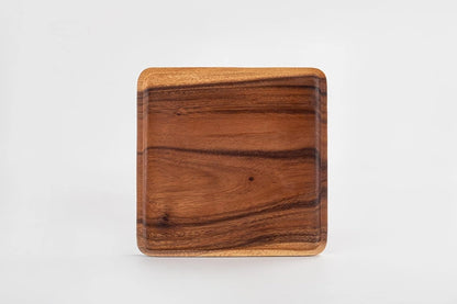carpentray luxury square acacia wood nesting plates/trays/charger (set of 4)