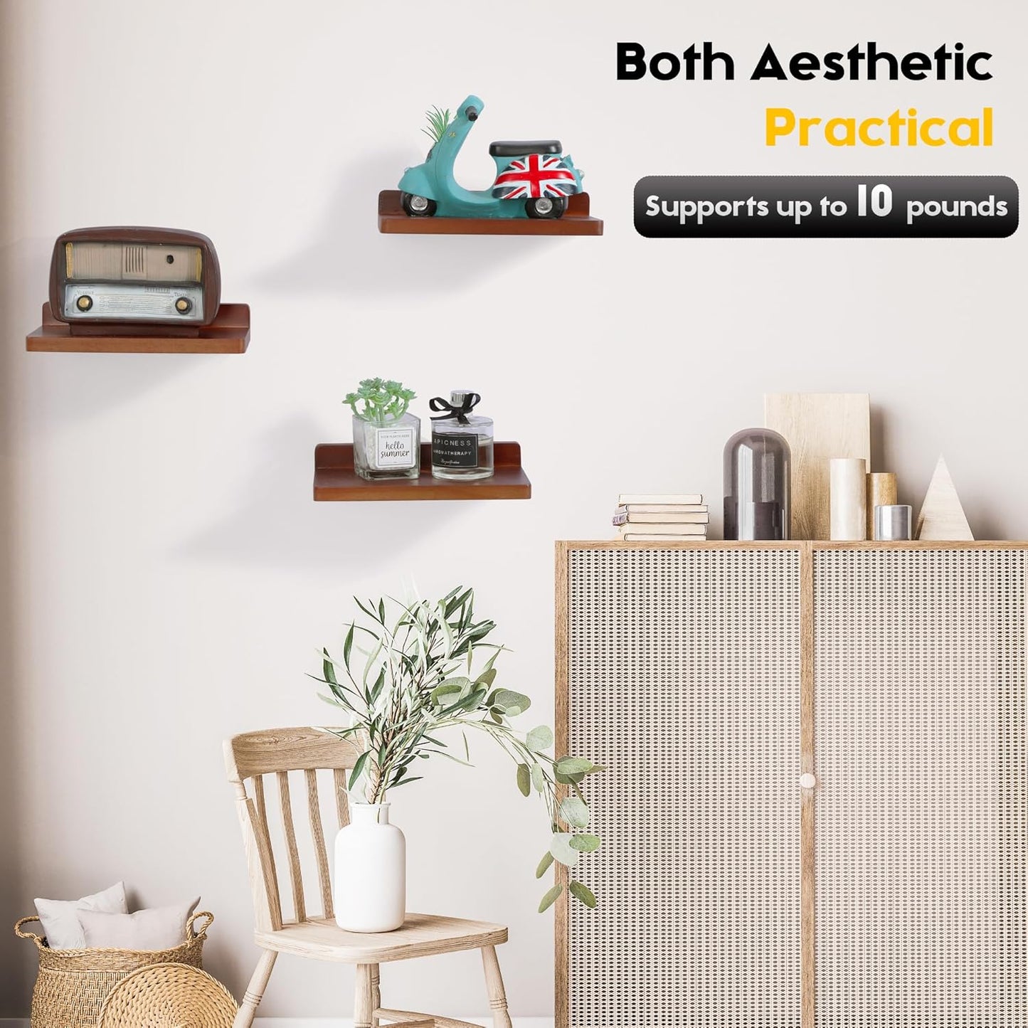 Carpentray Small Floating Shelves for Wall Set of 3 (Brown)