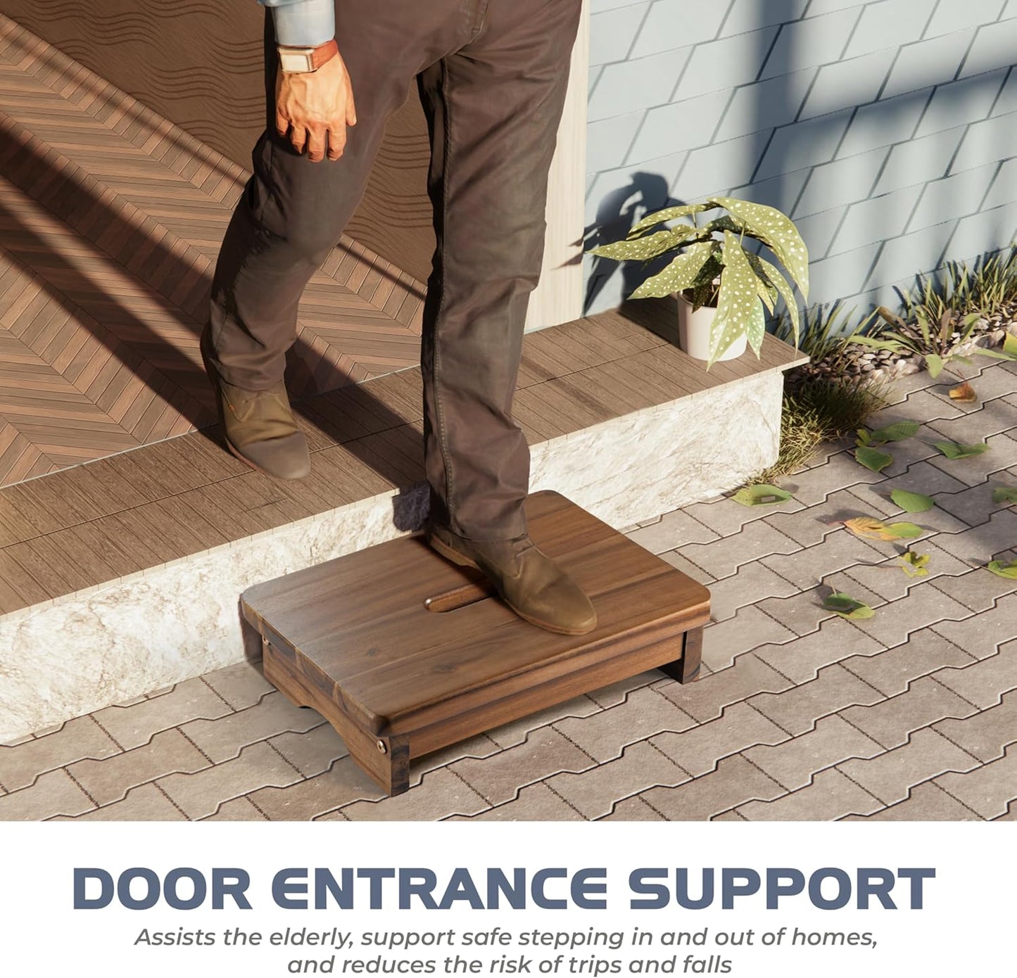 Carpentray Wooden Step Stool, 3.5'' One Step Stool for Adults (Walnut)