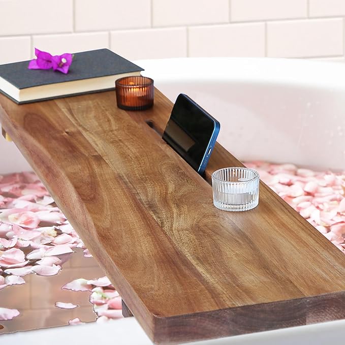 Carpentray Premium 1.2IN Thickened Wood Bathtub Tray Caddy