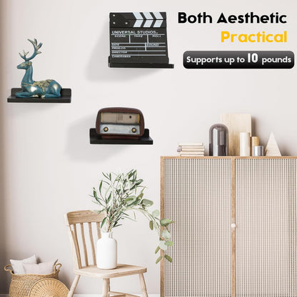 carpentray small floating shelves for wall set of 3 (black)