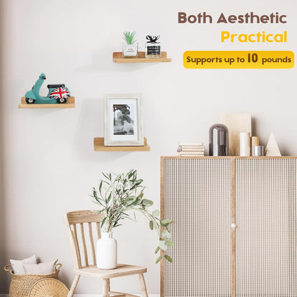 carpentray small floating shelves for wall set of 3 (natural)