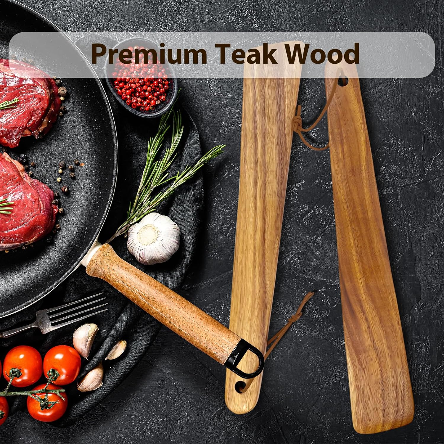 carpentray set of 2 teak wood spatula for cooking,12.2 inch flat wooden spatula