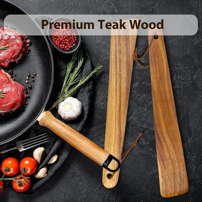 carpentray set of 2 teak wood spatula for cooking,12.2 inch flat wooden spatula