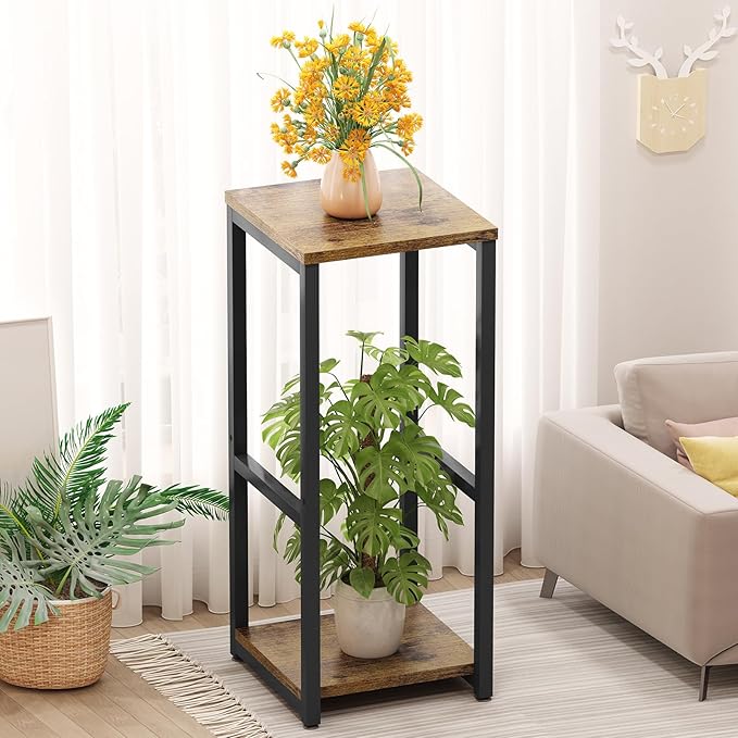 carpentray wooden plant stand indoor corner tall 2 tier wooden modern flower storage plant shelf holder for living room balcony