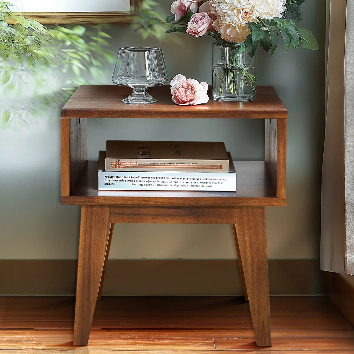 Carpentray Wooden Bedside Table (Beown)