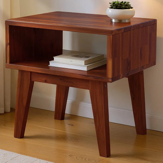 Carpentray Wooden Bedside Table (Beown)