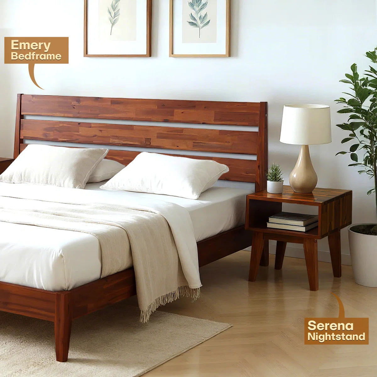 carpentray wooden bedside table (beown)