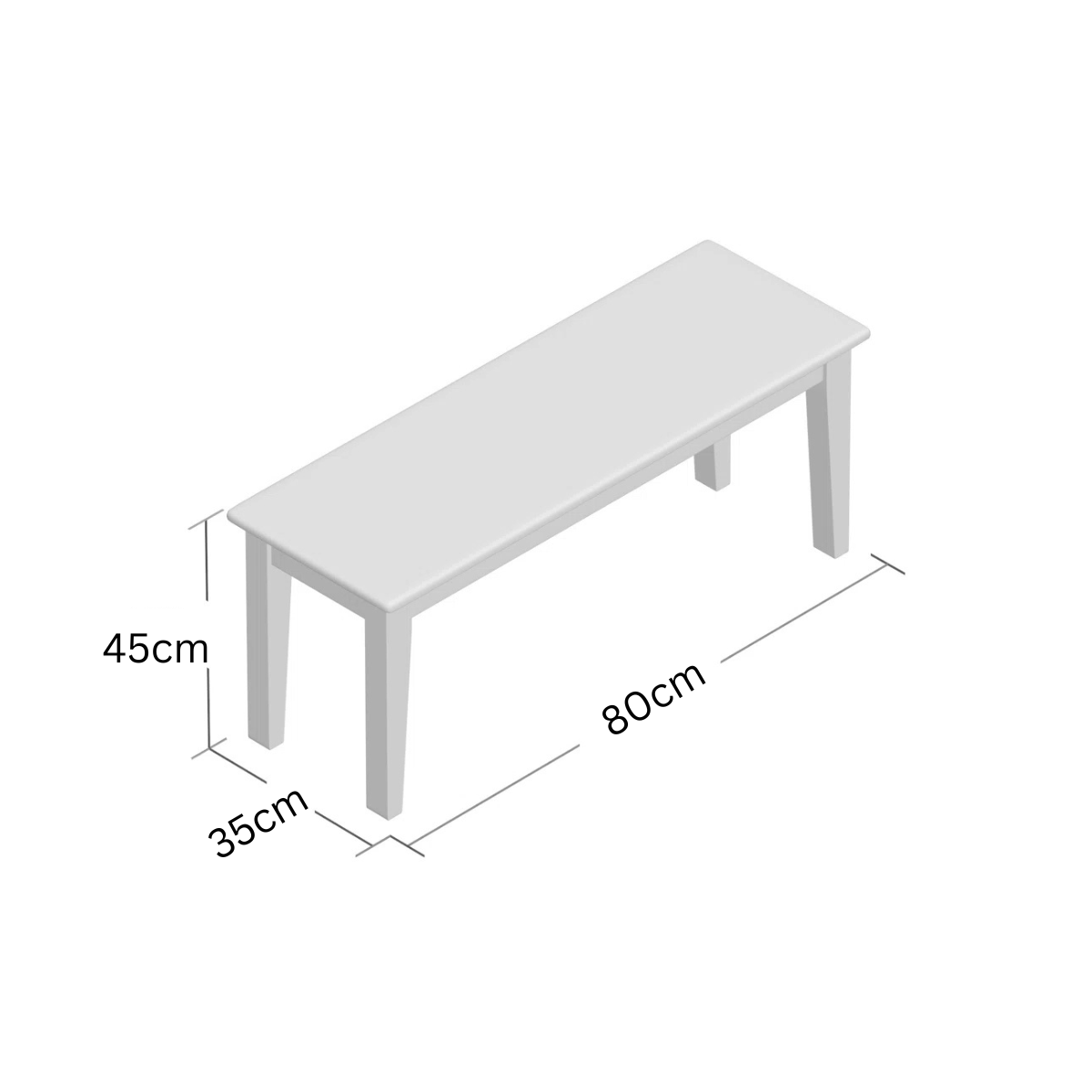 carpentray 80cm long wooden seating bench teak finish