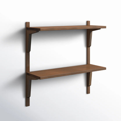 2 piece poplar tiered shelf boxy wooden wall shelf, home decor items wall mounted book shelf shelves for living room, kitchen
