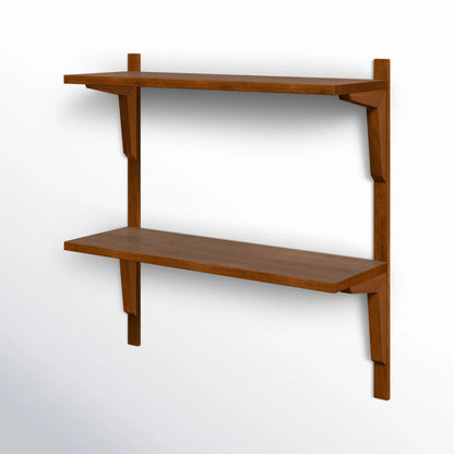 2 piece poplar tiered shelf boxy wooden wall shelf, home decor items wall mounted book shelf