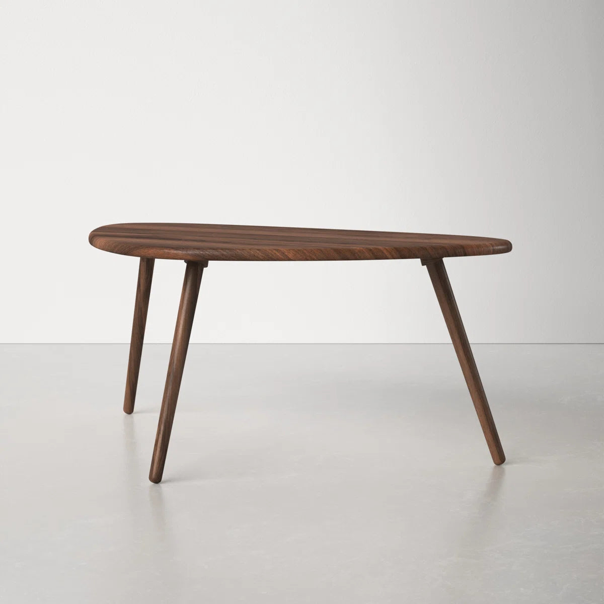 carpentray wooden triangle shape coffee table premium walnut finish