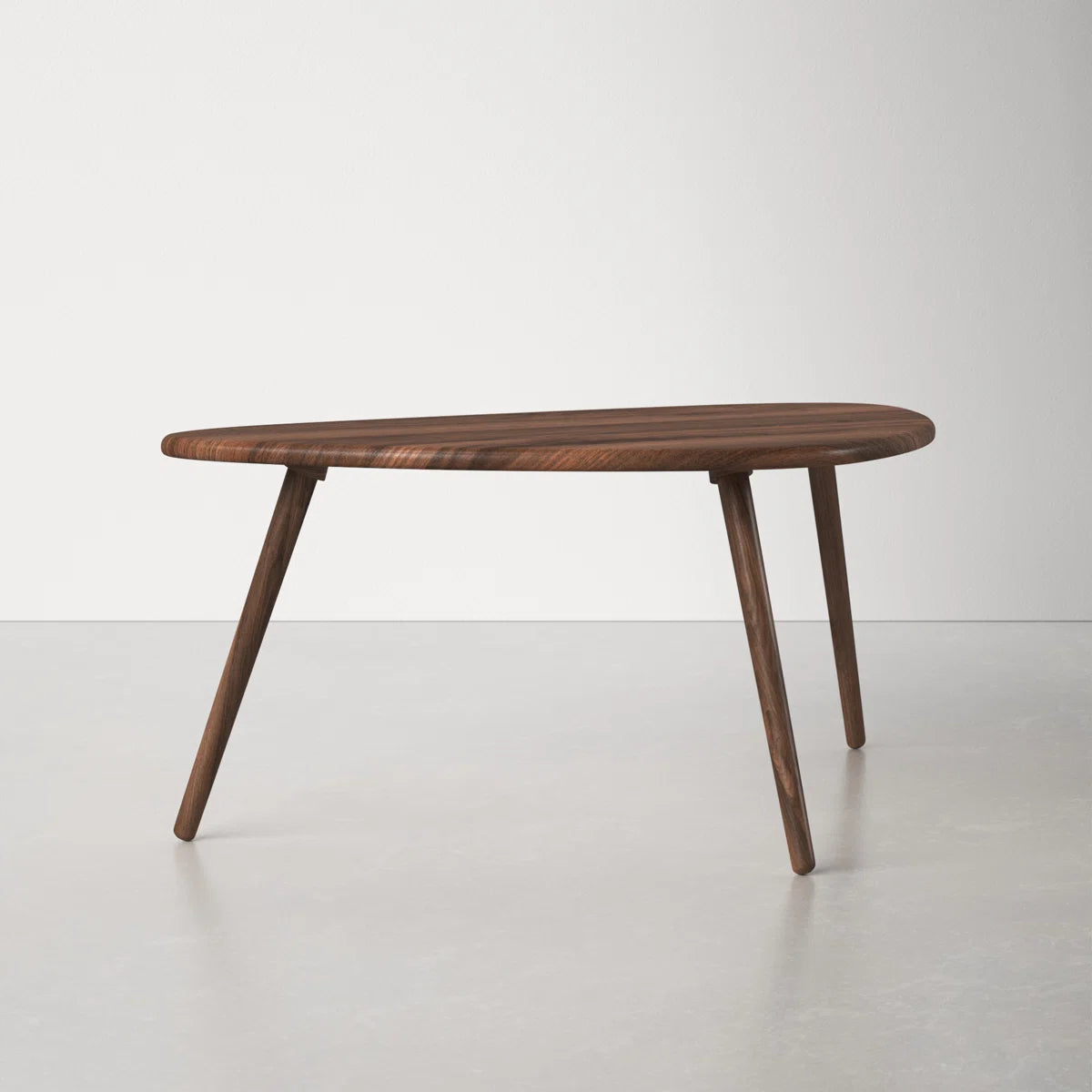 carpentray wooden triangle shape coffee table premium walnut finish