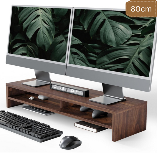 Carpentray 80Cm Dual Shelf Wooden Monitor Riser