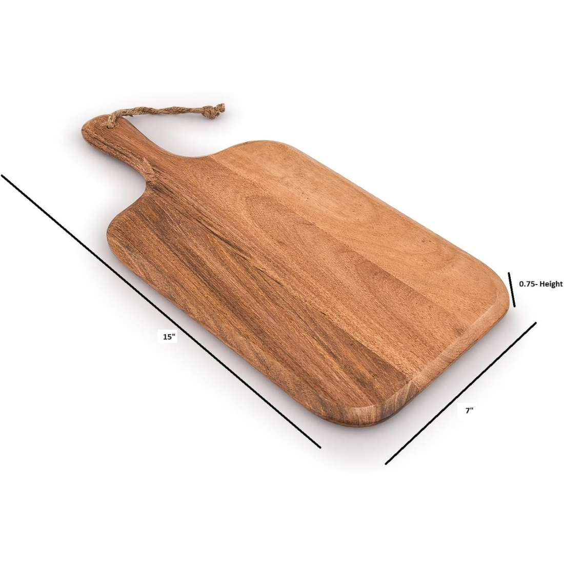 Carpentray Mango Wood Cutting Board With Grip Handle (15" x 7")
