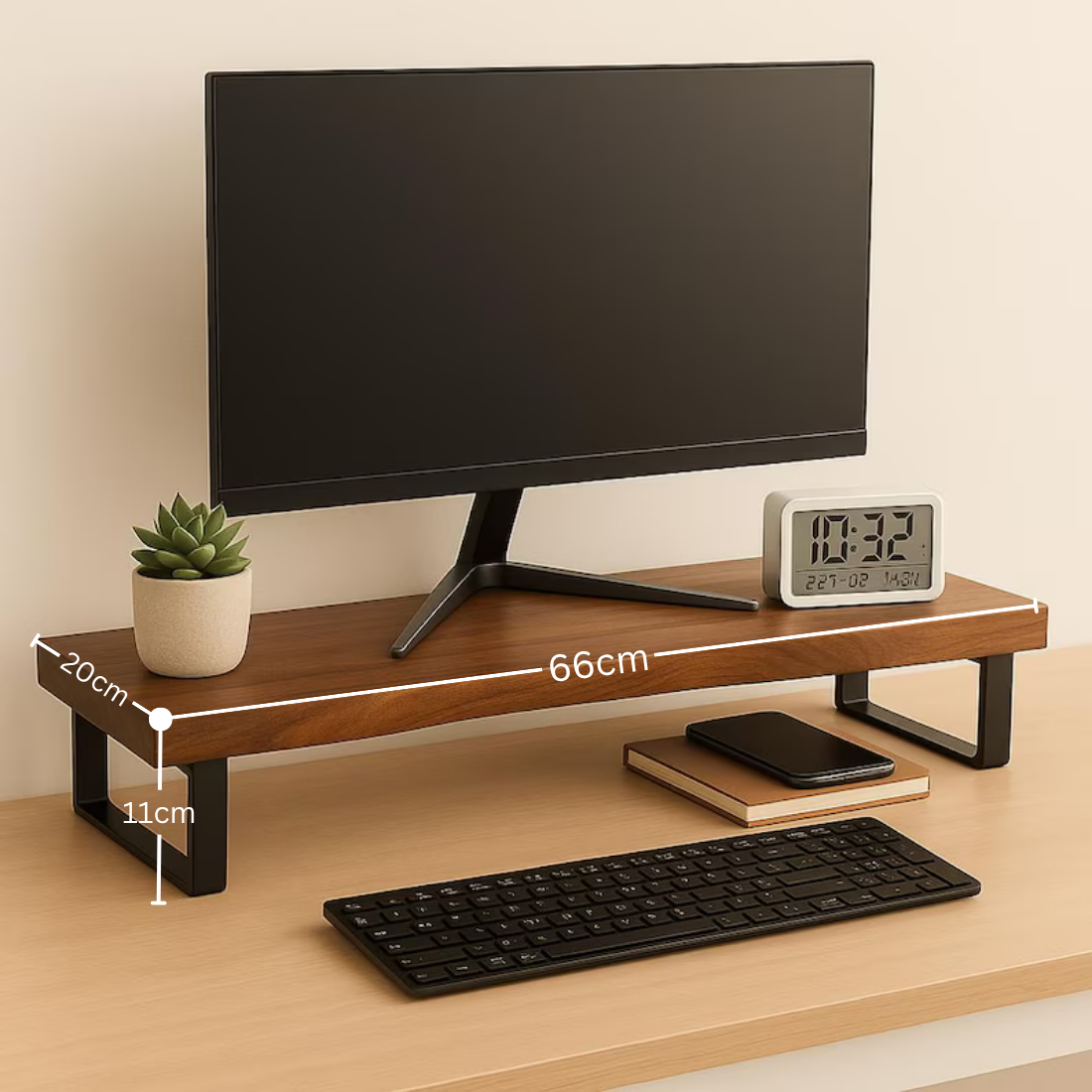 carpentray 66cm long wooden monitor riser (brown)