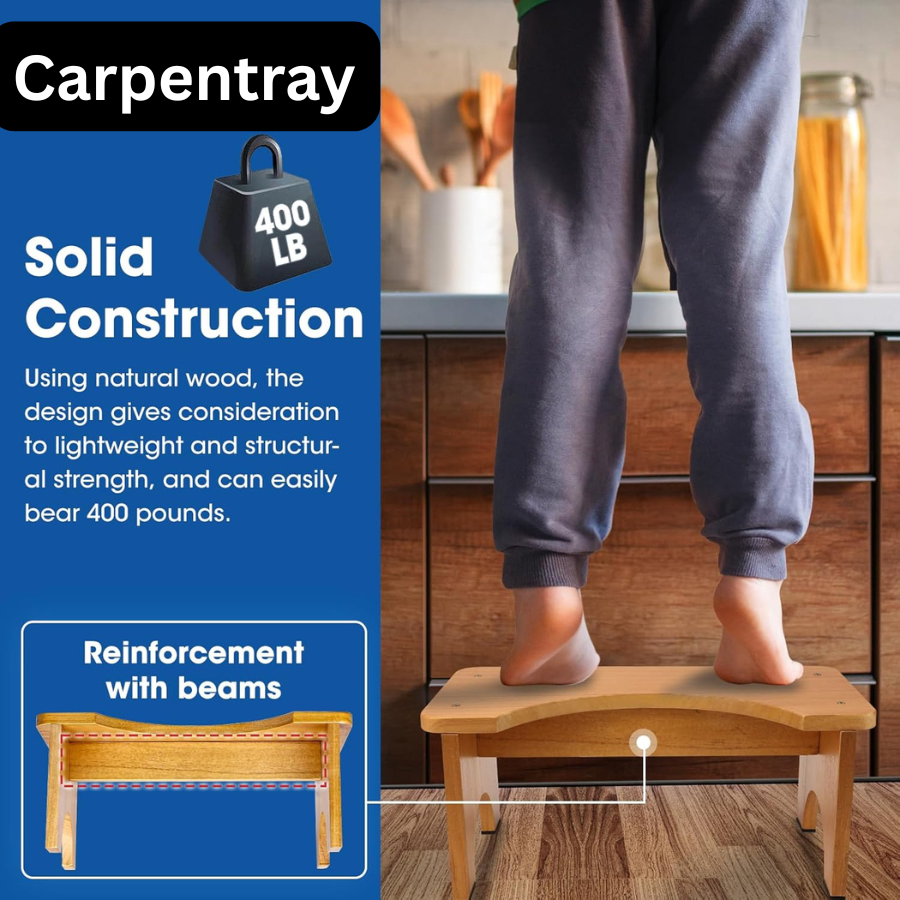 Carpentray Toilet Stool Squat Adult, Wood Poop Stool for Bathroom Adults, Portable Toilet Potty Stool for Adults, 7 Inch Height