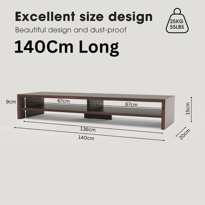 carpentray 140cm dual shelf wooden monitor riser