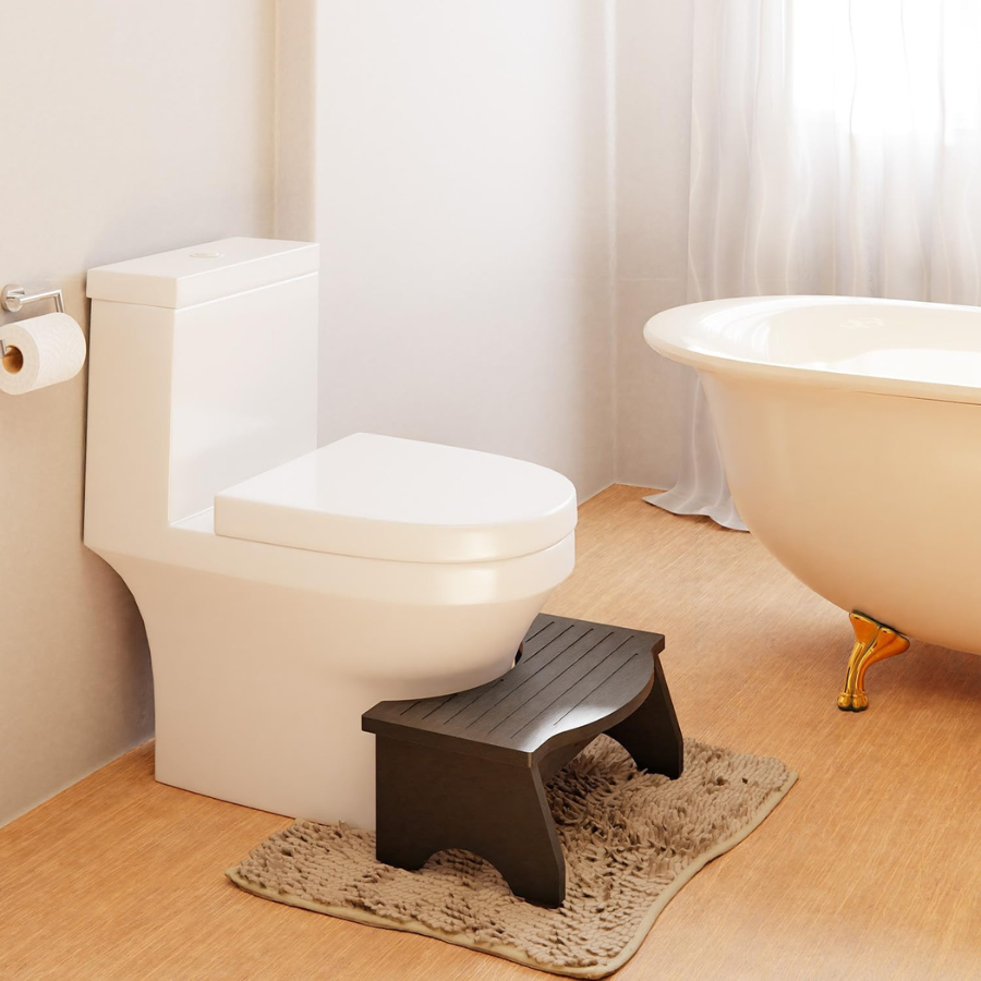 Carpentray  Black Poop Stool for Bathroom Adults - 7.2" Squatting Toilet Stool for Kids