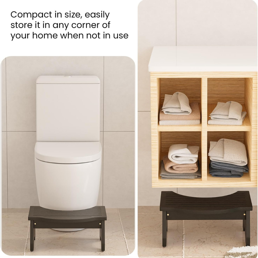 Carpentray  Black Poop Stool for Bathroom Adults - 7.2" Squatting Toilet Stool for Kids