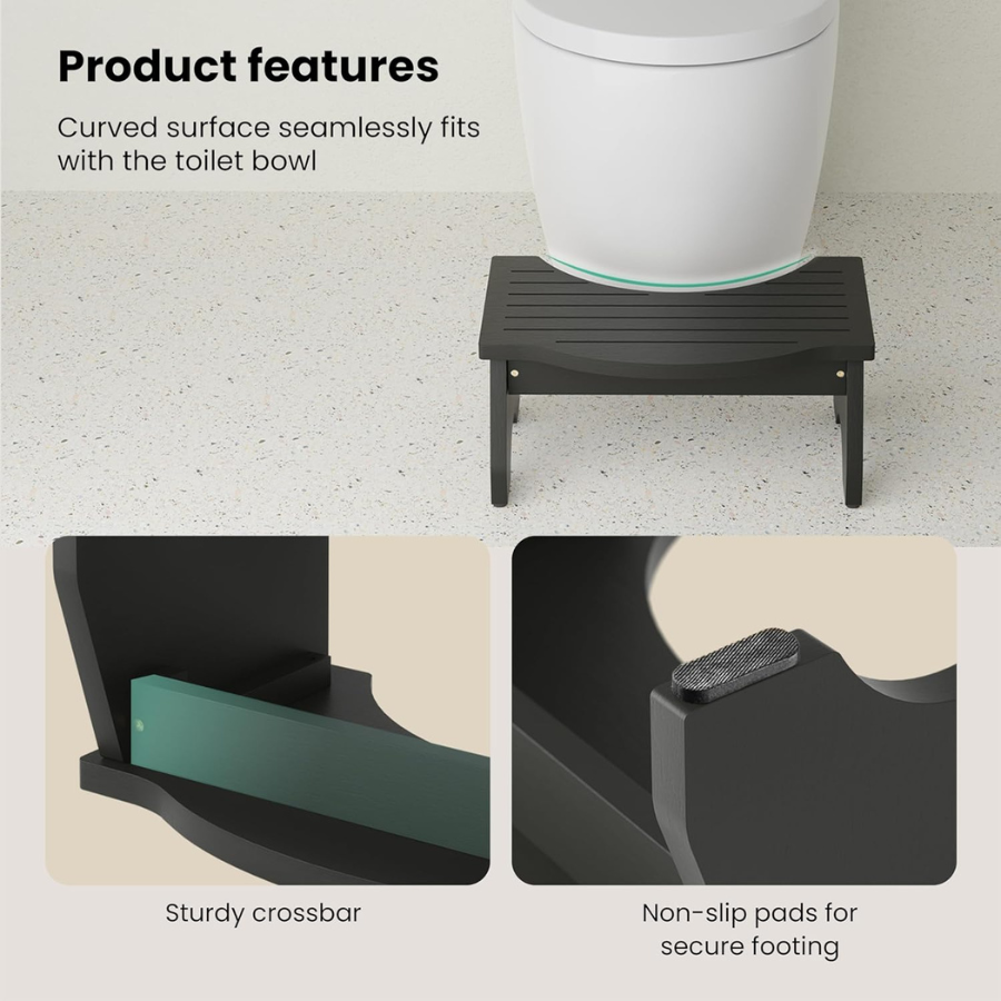 carpentray  black poop stool for bathroom adults - 7.2" squatting toilet stool for kids