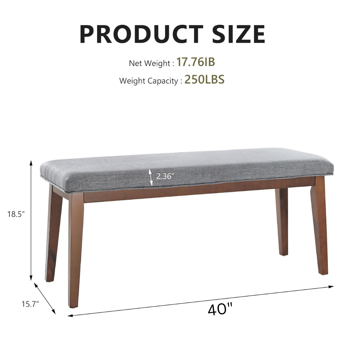 carpentray 100cm long bench for entryway (bench, grey)