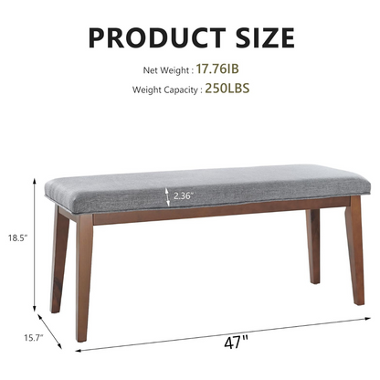 carpentray 120cm long bench for entryway (bench, grey)