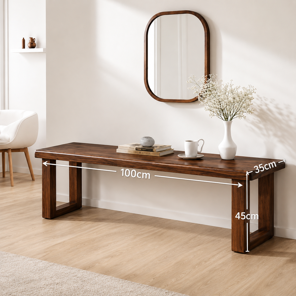 Carpentray 100cm Long Wooden Seating Beanch