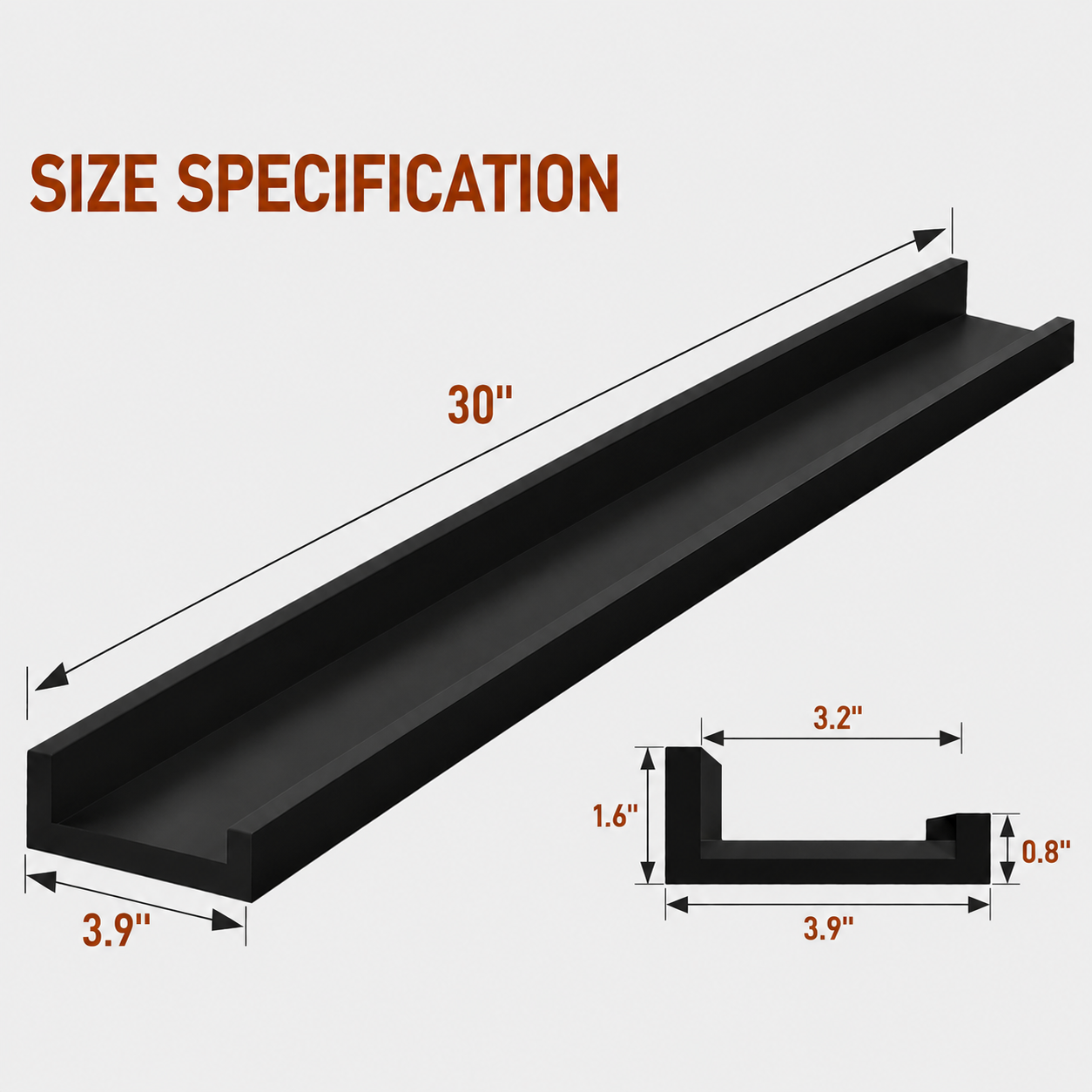 carpentray 30" long picture ledge shelf for wall, solid wood nursery book shelves