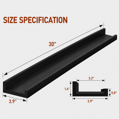 carpentray 30" long picture ledge shelf for wall, solid wood nursery book shelves