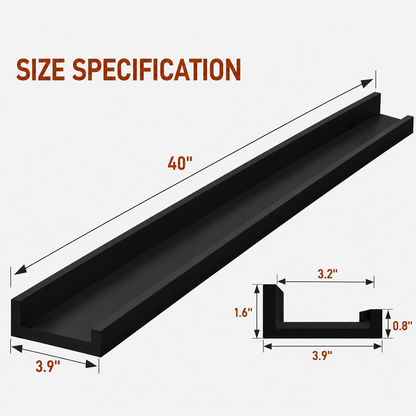 carpentray 40" long picture ledge shelf for wall, solid wood nursery book shelves