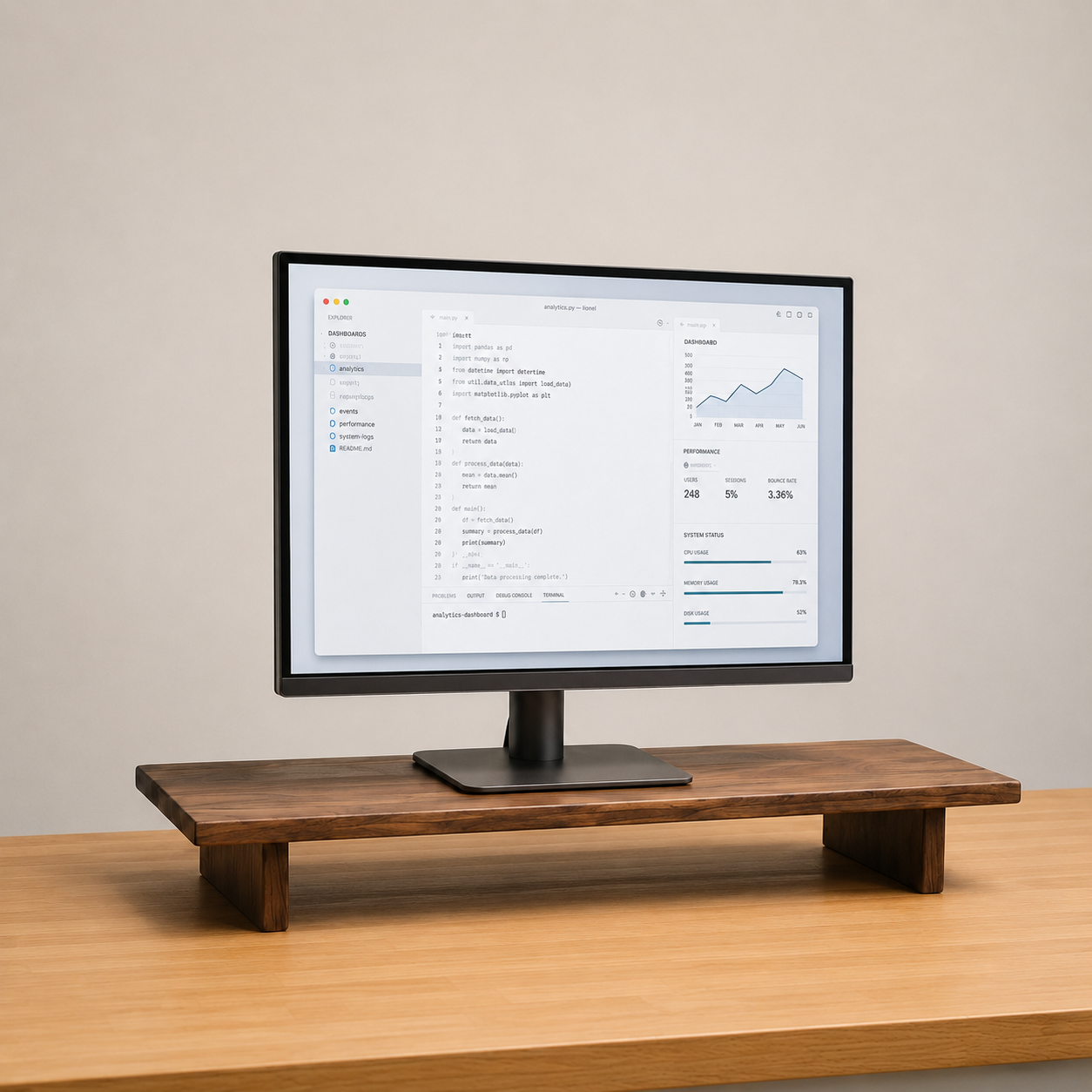 Carpentray 120cm Long Wooden Monitor Stand