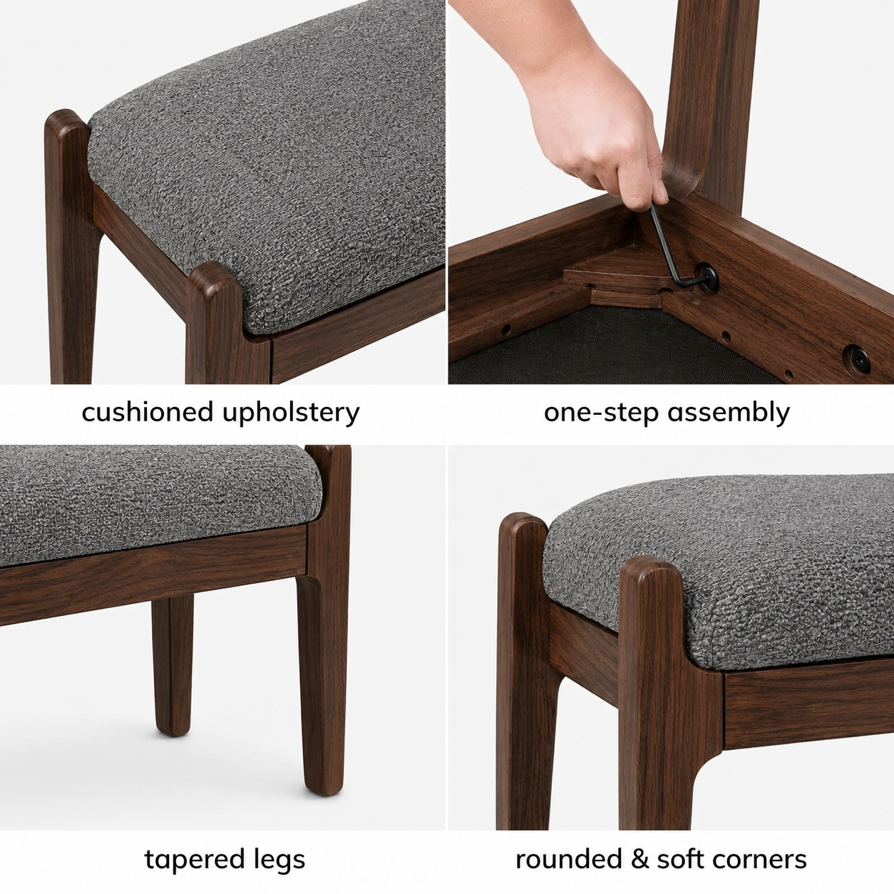 carpentray 150cm long premium wooden bench with soft gray cushion