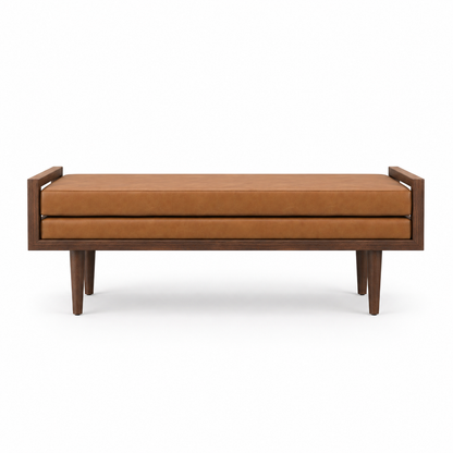 carpentray 150cm long premium wooden bench with dual cushion (brown)