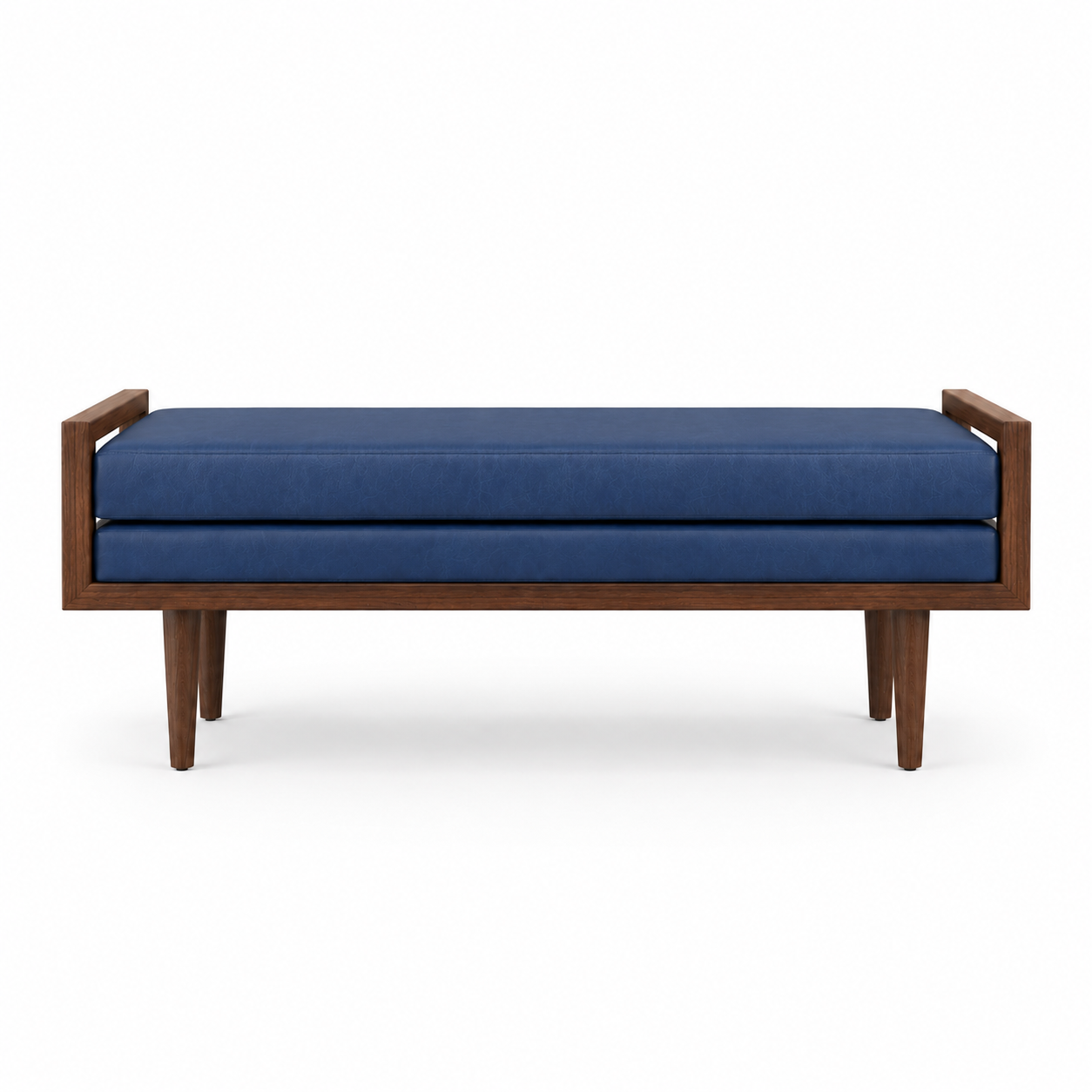 carpentray 100cm long premium wooden bench with dual cushion (blue)