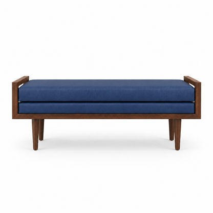 carpentray 100cm long premium wooden bench with dual cushion (blue)
