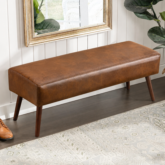 Carpentray 100cm Long Premium Wooden Bench With WaterProof Cushion (Brown)