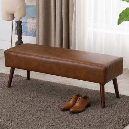 carpentray 100cm long premium wooden bench with waterproof cushion (brown)