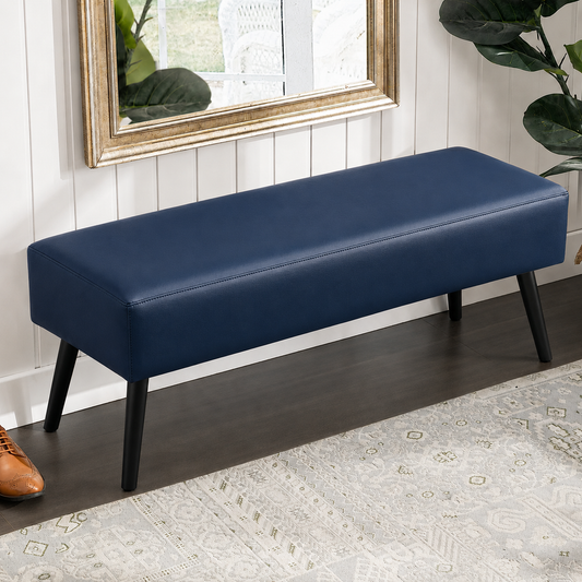 Carpentray 100cm Long Premium Wooden Bench With WaterProof Cushion (Blue)