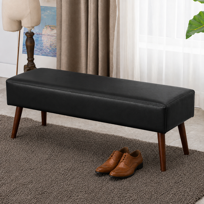 carpentray 120cm long premium wooden bench with waterproof cushion (black)