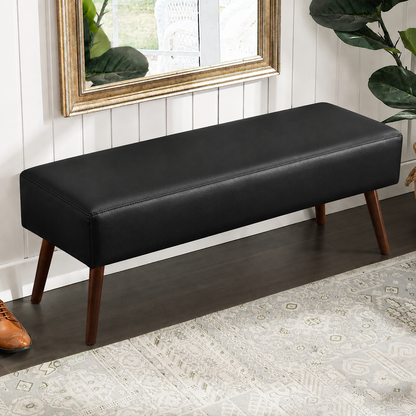 carpentray 120cm long premium wooden bench with waterproof cushion (black)