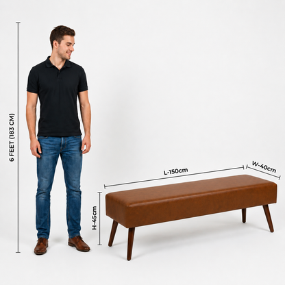 carpentray 150cm long premium wooden bench with waterproof cushion (brown)