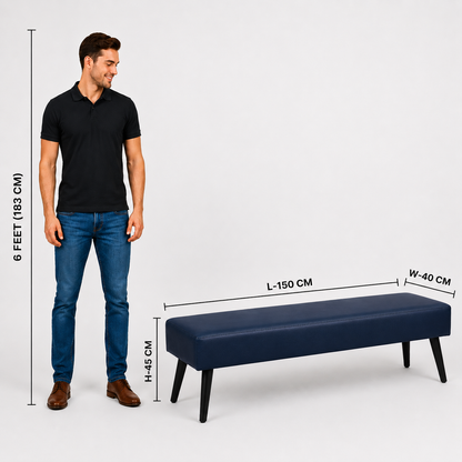 carpentray 150cm long premium wooden bench with waterproof cushion (blue)