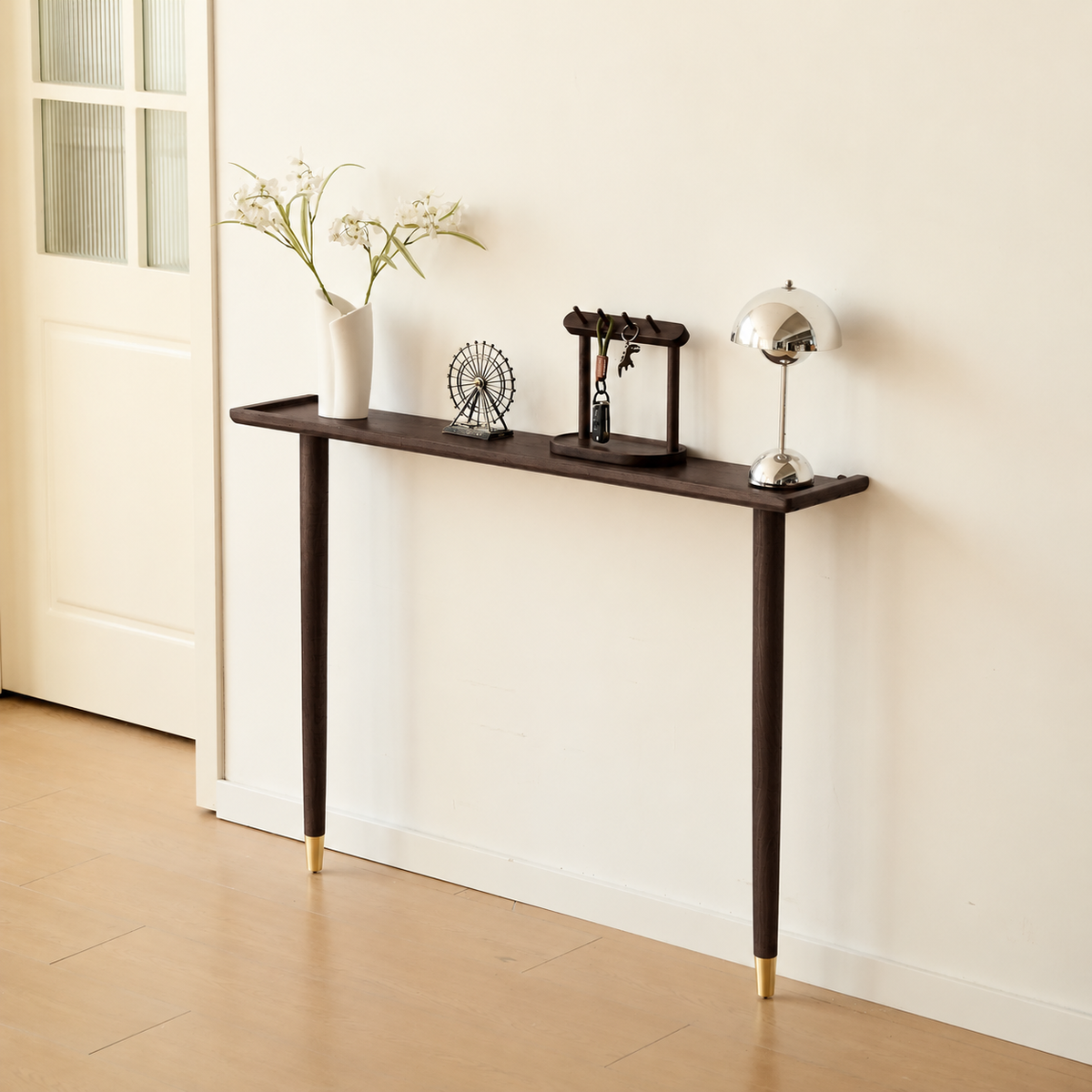 Carpentray 80cm Long Walnut Console Table | Modern Wooden Entryway Table