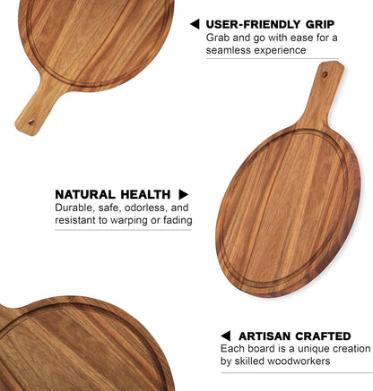 carpentray wooden round cutting board with handle