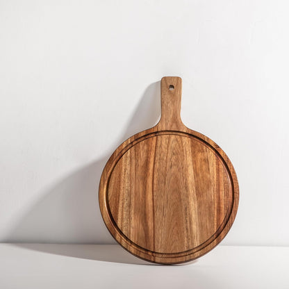 carpentray wooden round cutting board with handle