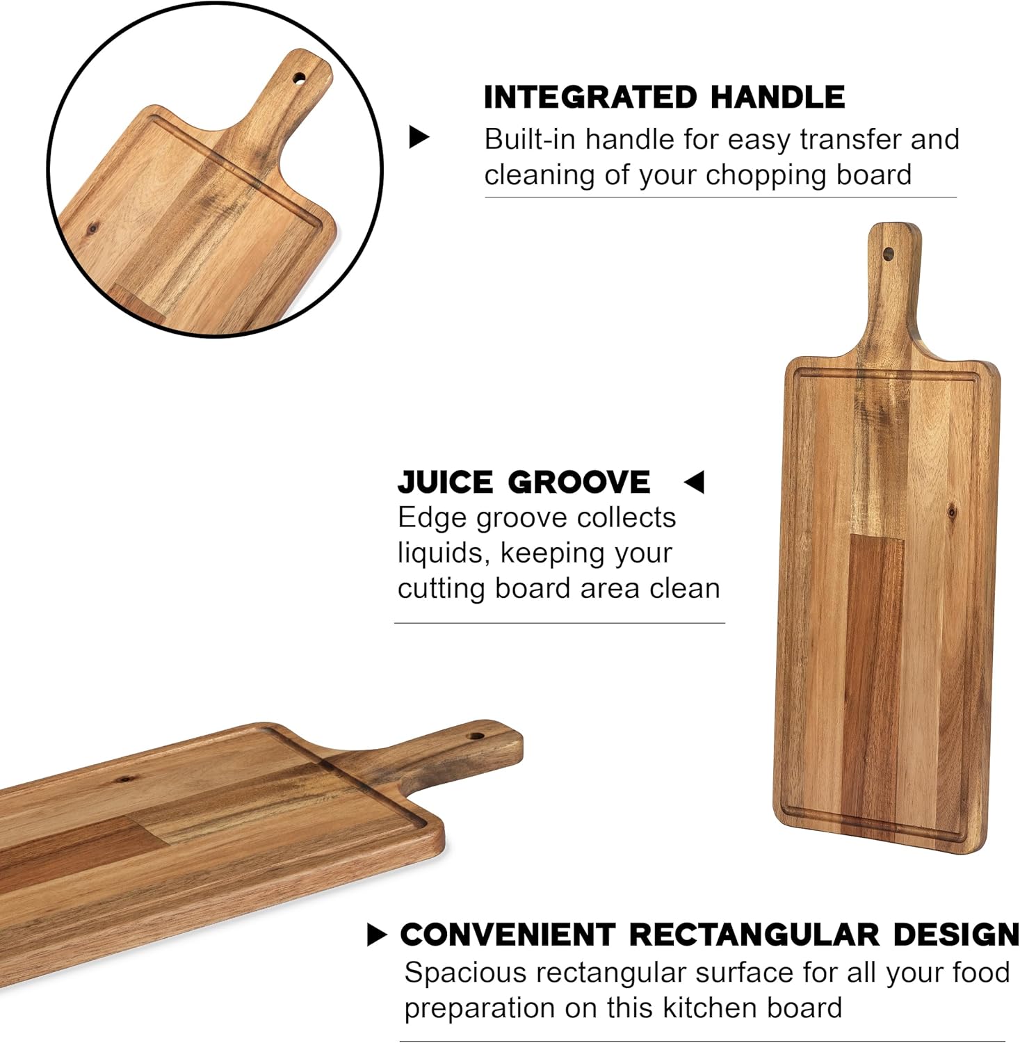 carpentray long wooden cutting board with handle