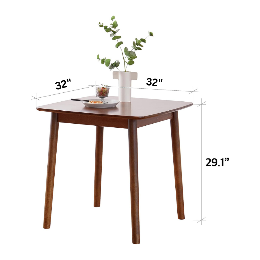 carpentray 32" inch malaysian oak square wooden dining table/small solid wood kitchen desk (walnut)