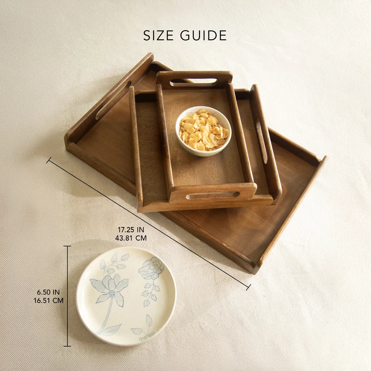 Carpentray Set of 3 Wooden Serving Tray Set