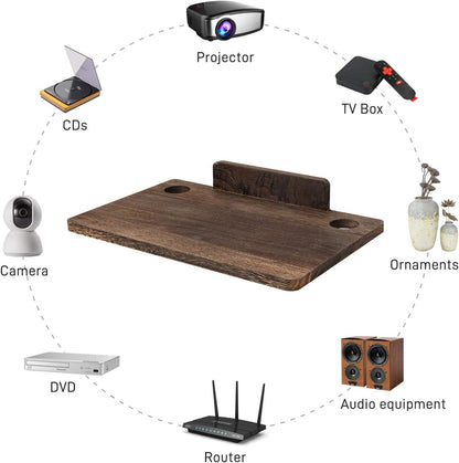 carpentray floating projector wall mount tv shelf (brown)